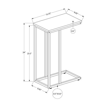 Monarch Specialties 15.75 W, 24 H, Particle Board, Metal Top, Black I 3761